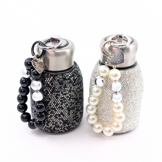 Pearl Chain Sparkly Rhinestone Stainless Steel Water Bottle