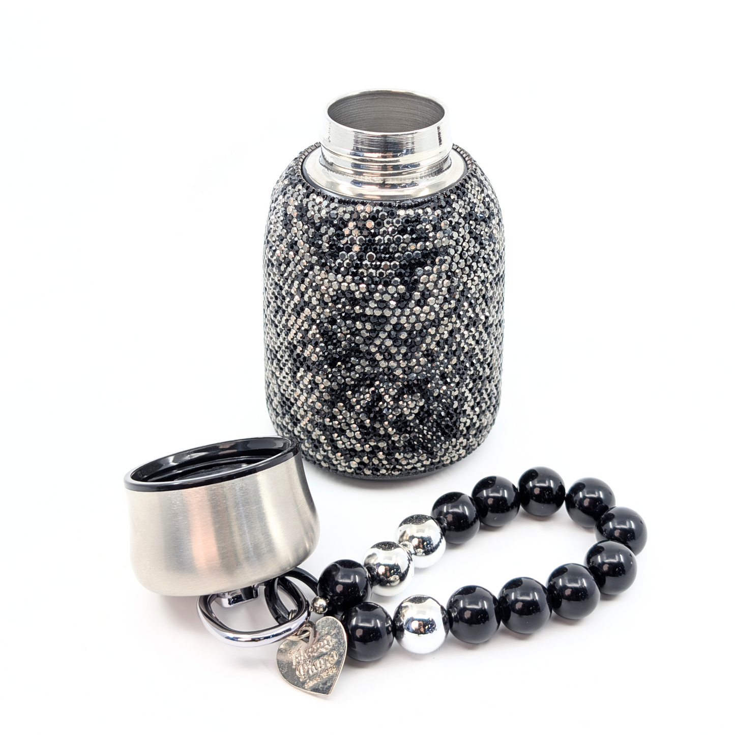 Pearl Chain Sparkly Rhinestone Stainless Steel Water Bottle