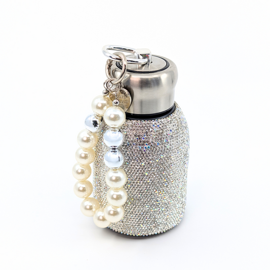 Pearl Chain Sparkly Rhinestone Stainless Steel Water Bottle