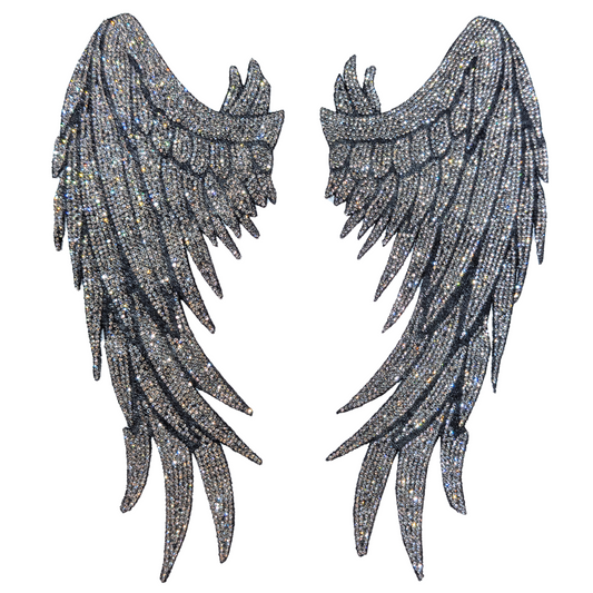 21032-MESH Angel Glow Wings Rhinestone Mesh Transfers