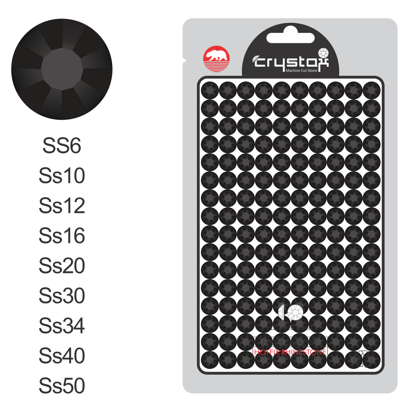 Jet (Black) Hot-fix Rhinestone Probag | CrystAX