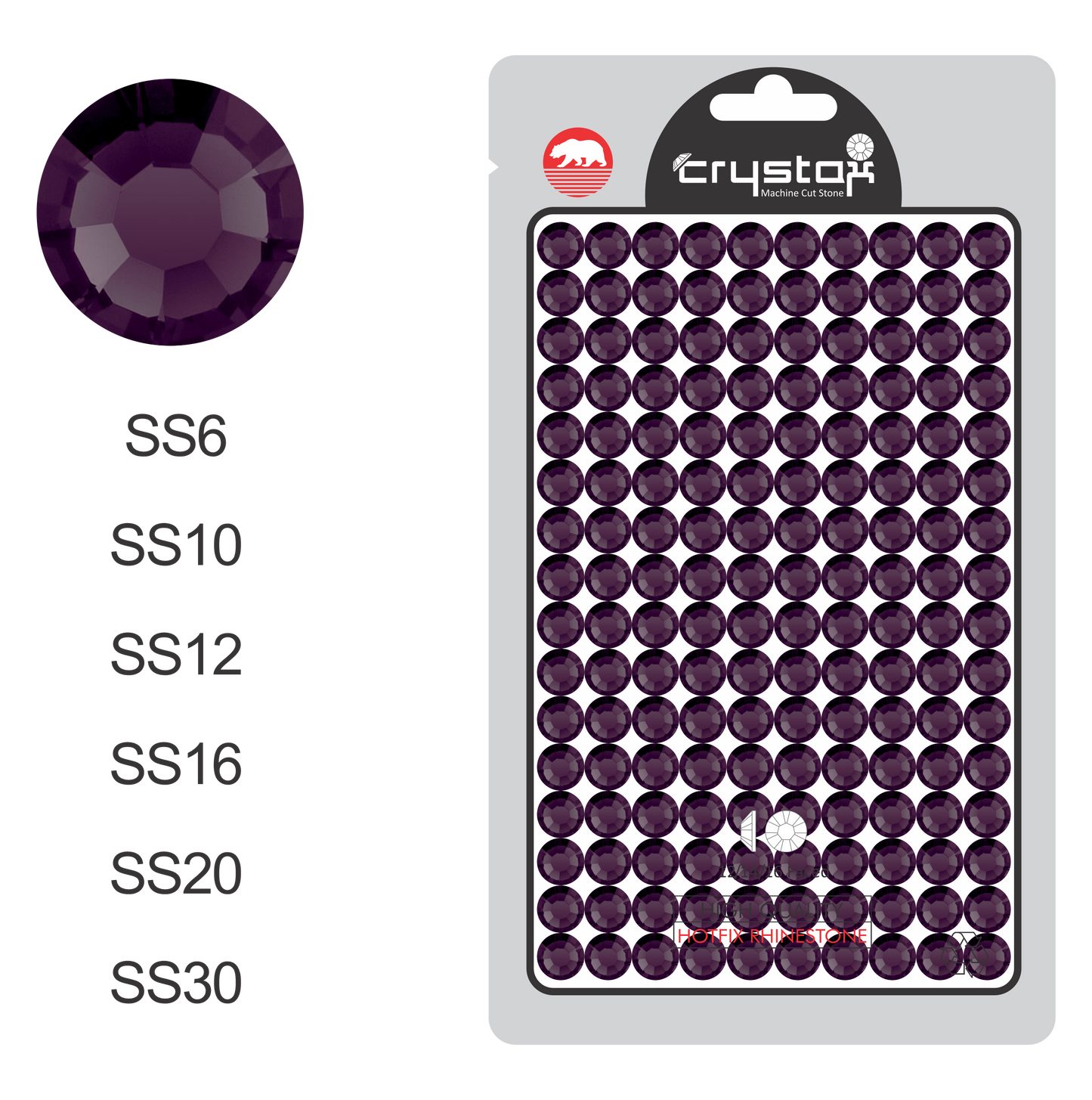 Amethyst Hot-fix Rhinestone Probag | CrystAX