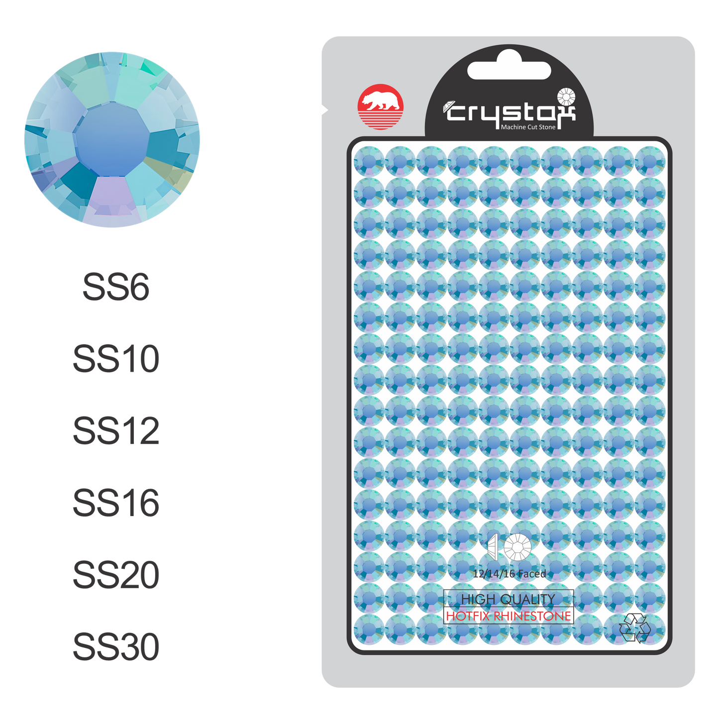 Aquamarine AB Hot-fix Rhinestone Probag | CrystAX*