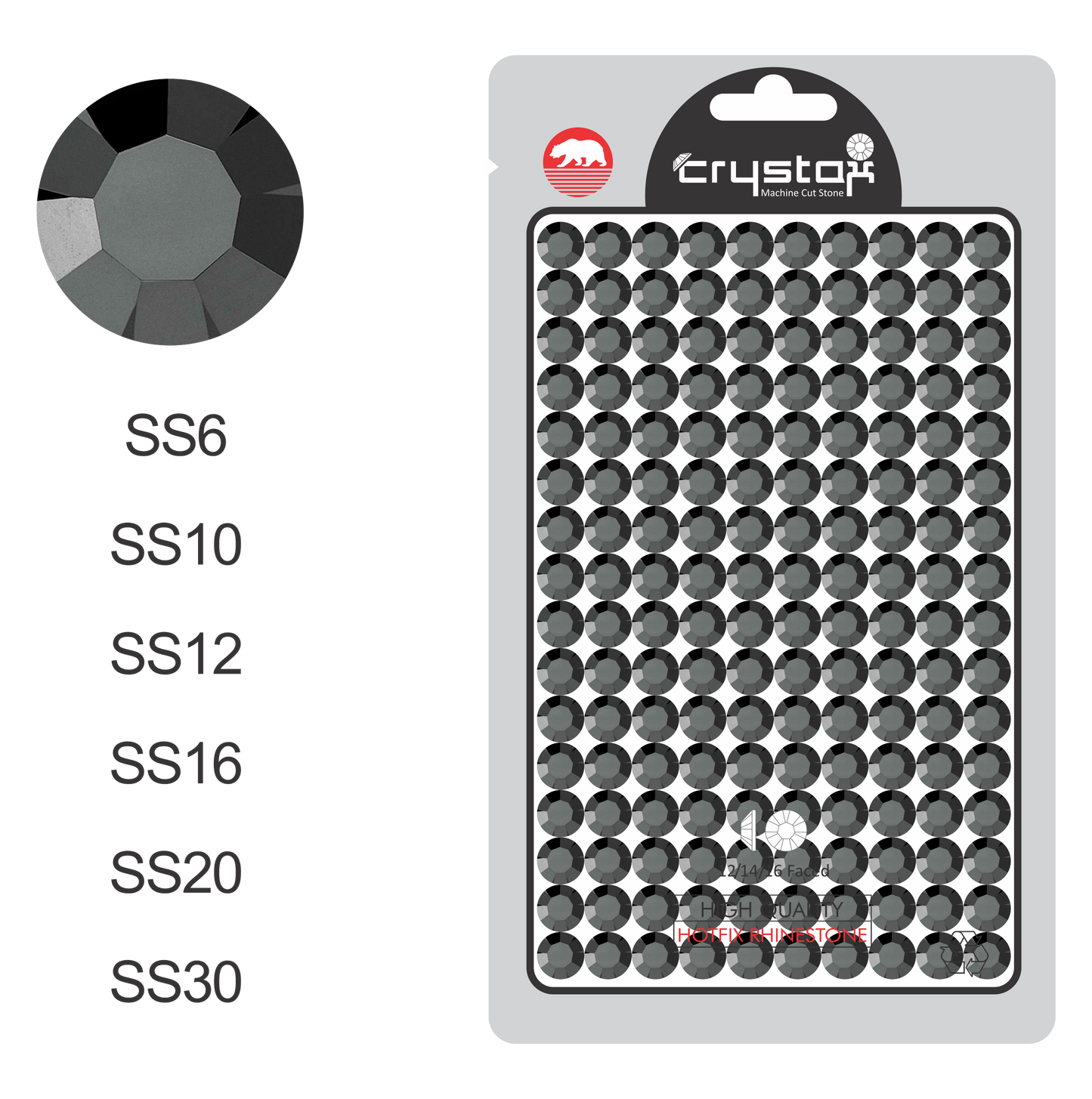 Dark Hematite Hot-fix Rhinestone Probag | CrystAX