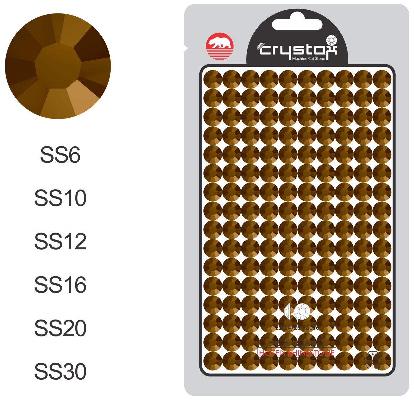 Gold Hematite Hot-fix Rhinestone Probag | CrystAX