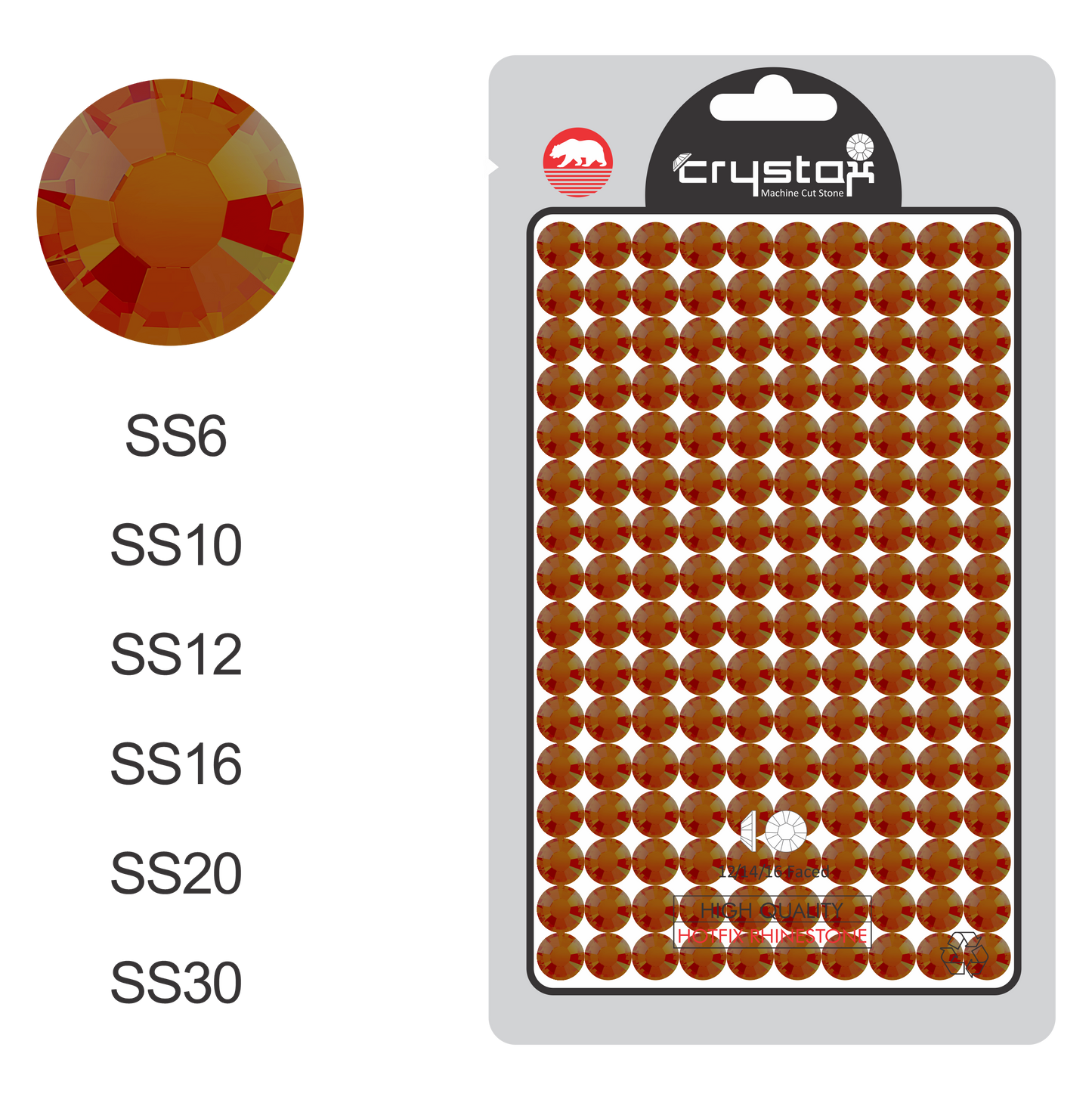 Gold Orange AB Hot-fix Rhinestone Probag | CrystAX*