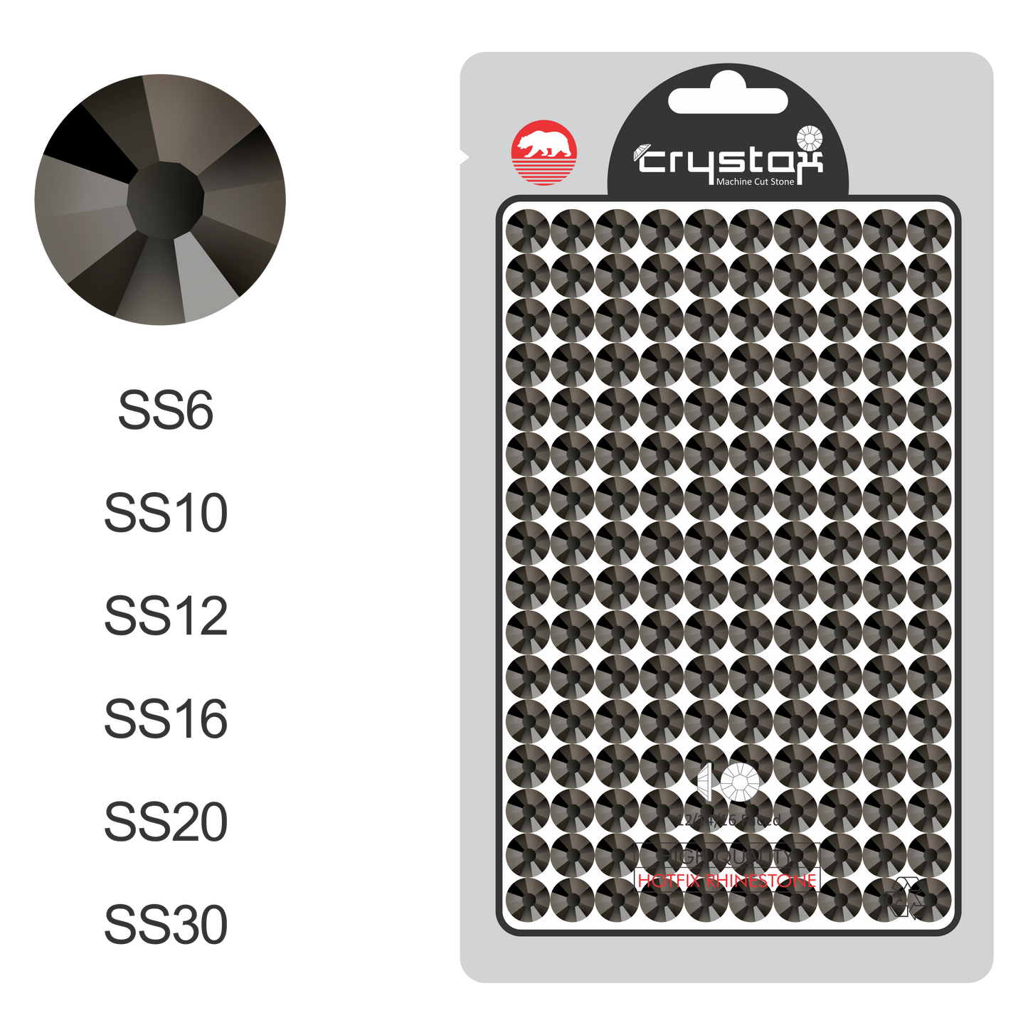 Hematite Hot-fix Rhinestone Probag | CrystAX