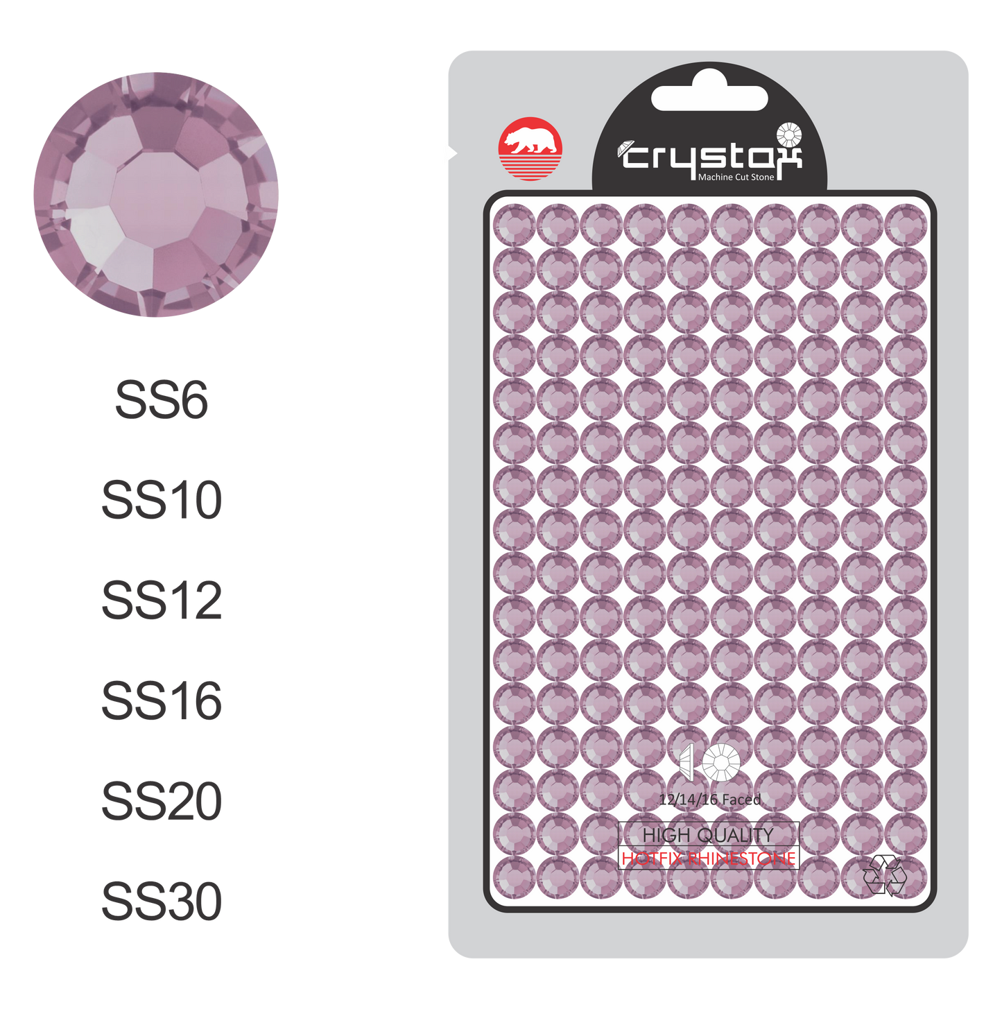 Lt.Amethyst Hot-fix Rhinestone Probag | CrystAX