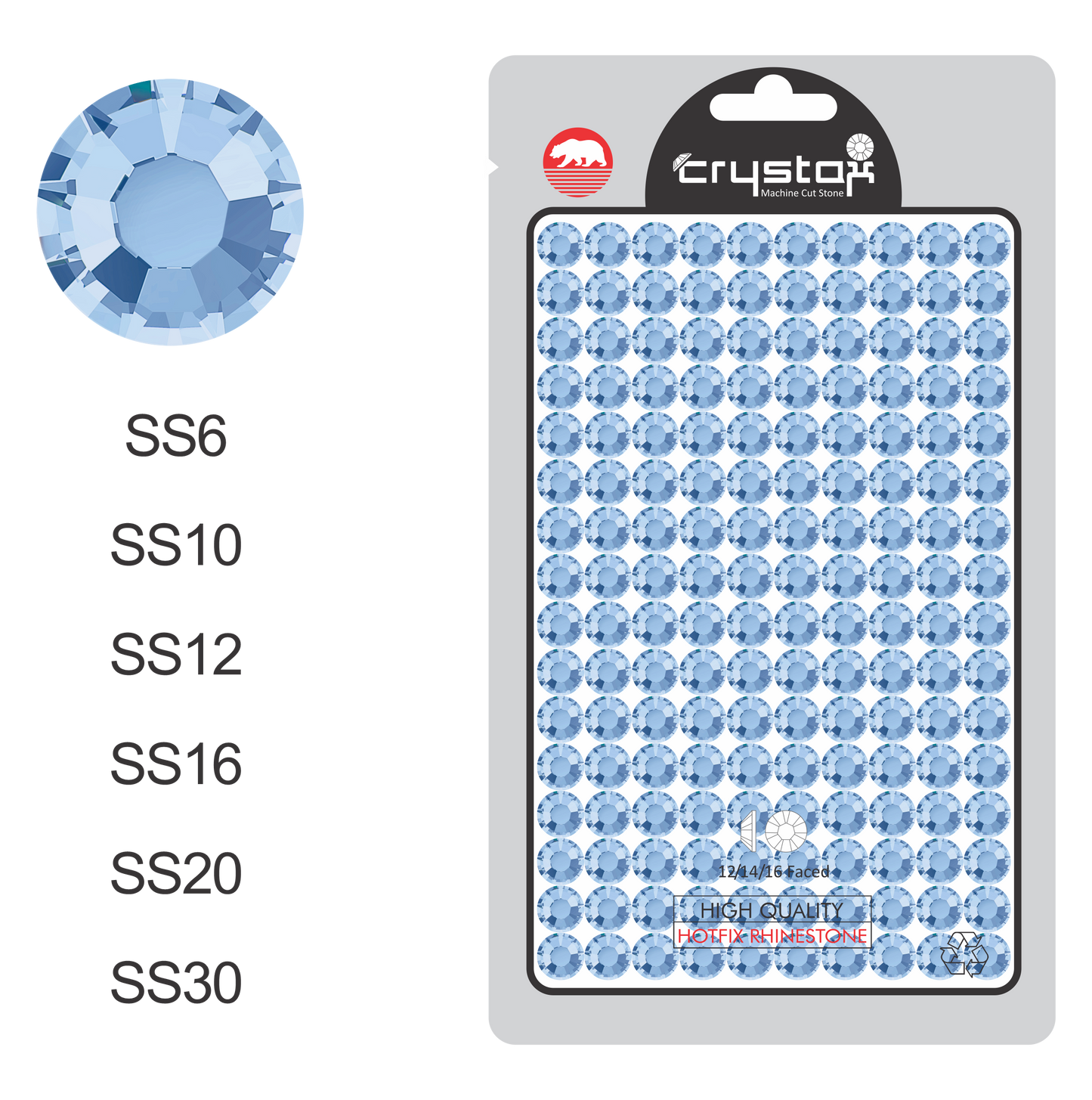 Lt.Sapphire Hot-fix Rhinestone Probag | CrystAX