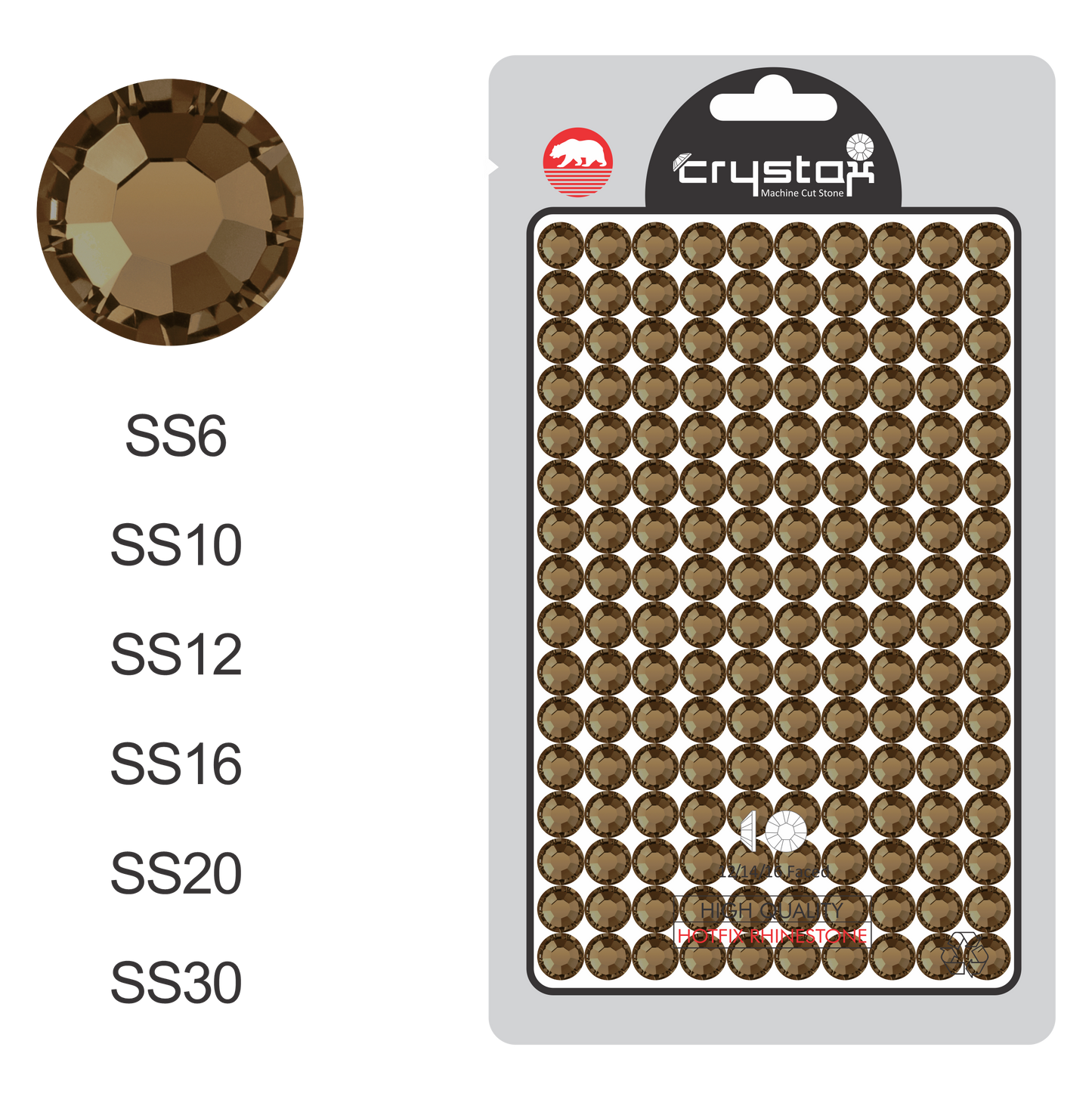 Smoked Topaz Hot-fix Rhinestone Probag | CrystAX
