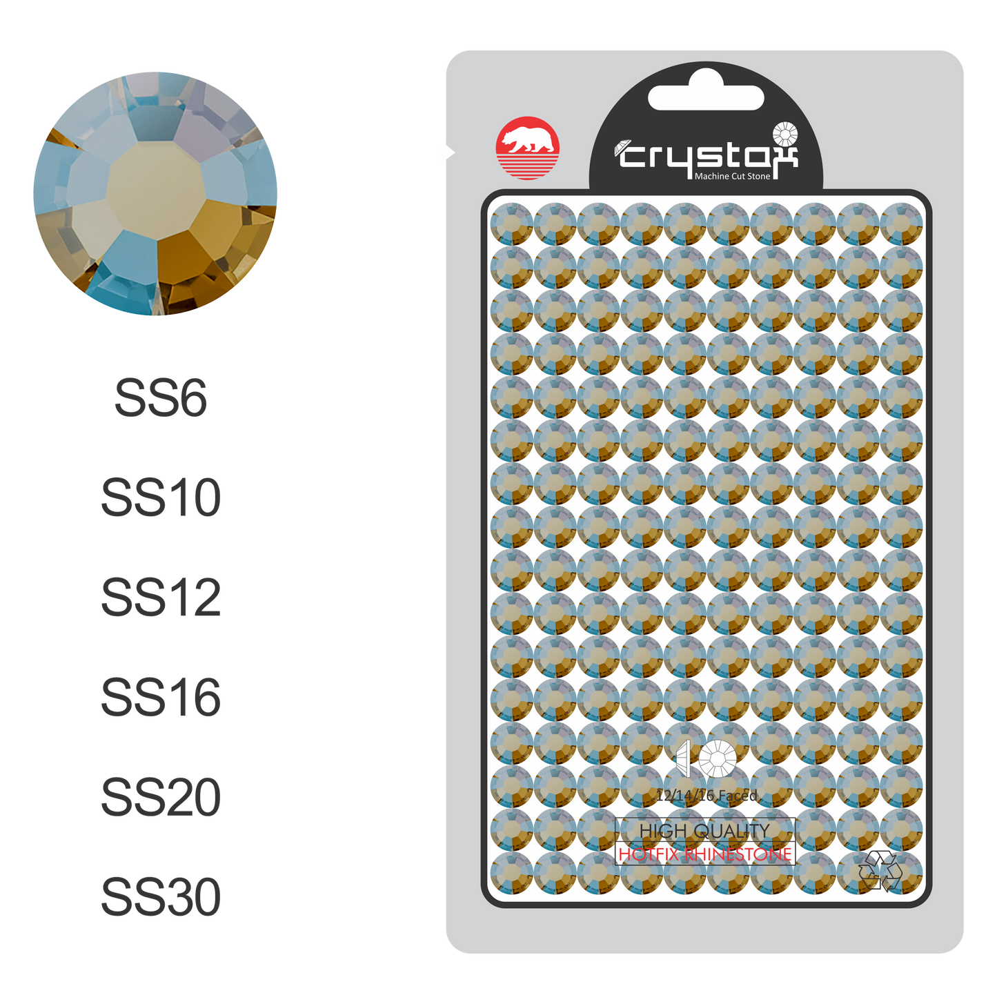 Topaz AB Hot-fix Rhinestone Probag | CrystAX*