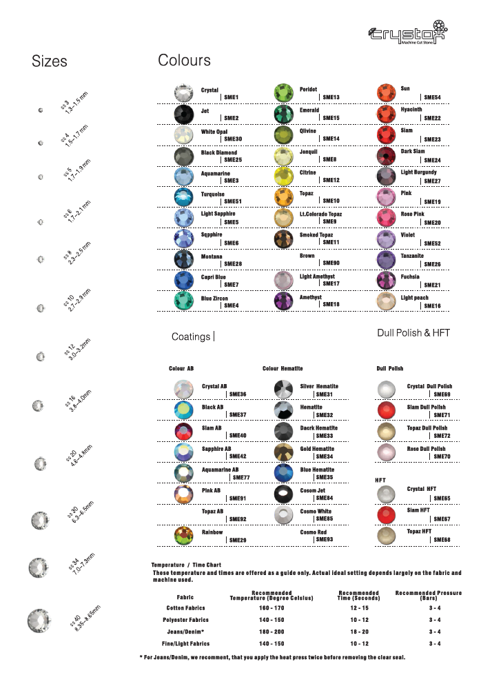 Glass Rhinestone Color Chart CrystAX Rhinestone Color Chart – AXILAND DALLAS