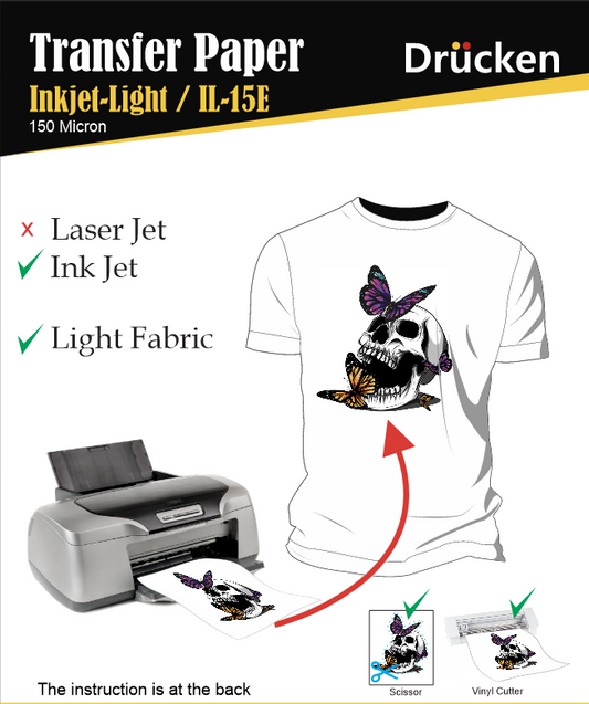 Transfer Paper / Inkjet - Light / IL-15E / 150 Micron (10 Sheets/Bags)