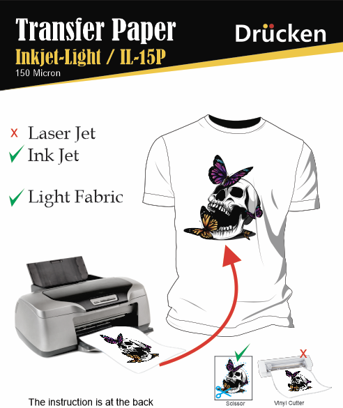 Transfer Paper / Inkjet - Light / IL-15P / 150 Micron (10 Sheets/Bags)