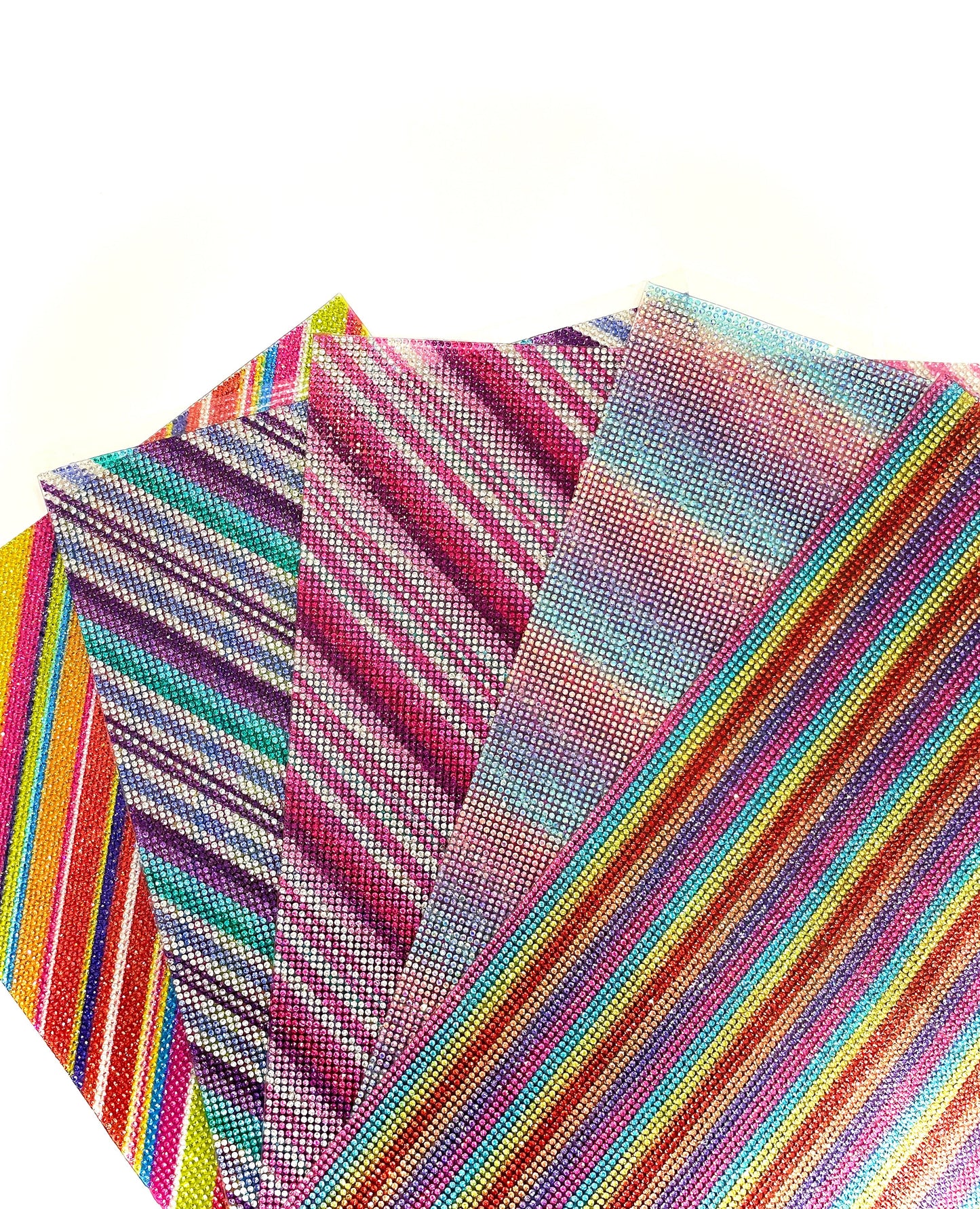 Rainbow pattern Rhinestone Mesh | 9 ½” x 15 ½” Sheet
