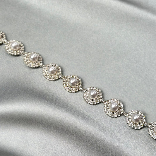 Rhinestone pearl trim LA-313 by yard