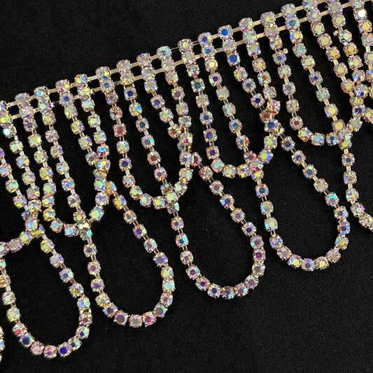 Curved fringe LA54 Rhinestones by yard