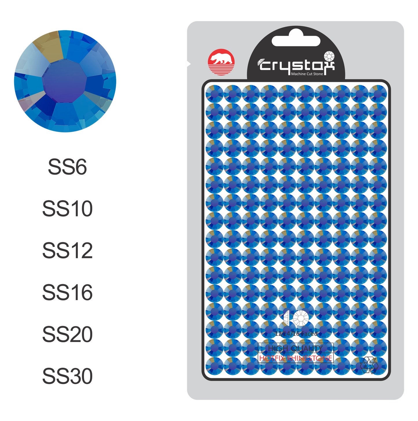 Sapphire AB Hot-fix Rhinestone Probag | CrystAX*